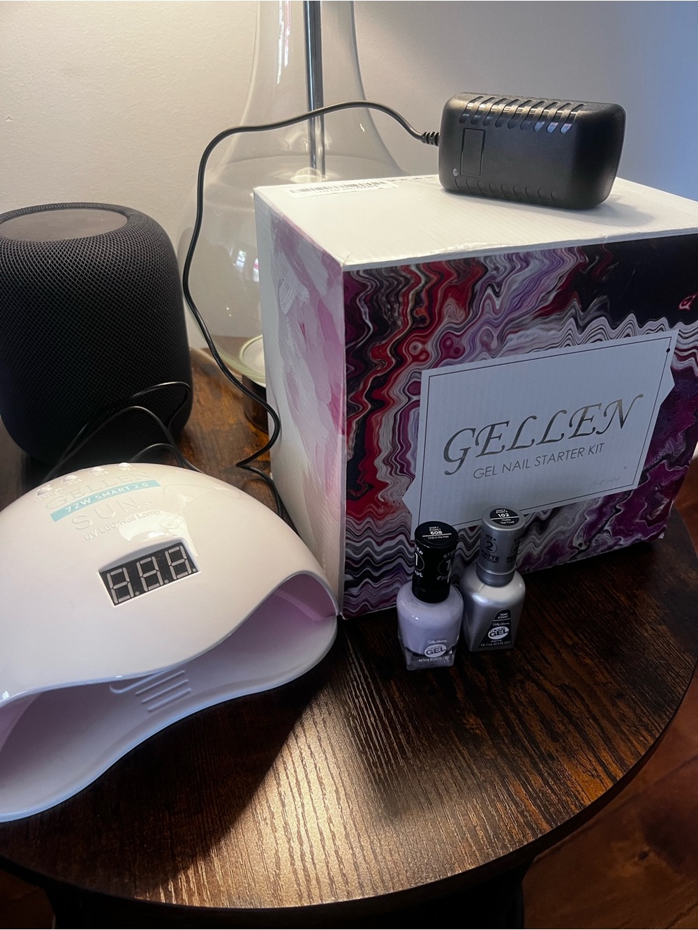 Hellen Gel Nail Starter Kit with White LED Lamp and Lavender Sally Hansen Polish